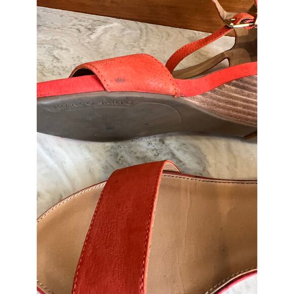 Franco Sarto Dade Low Wedge Sandals Tangerine Orange 7.5 - Picture 9 of 9